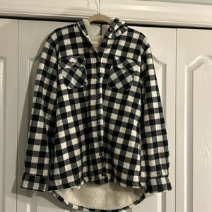 Black and white buffalo plaid jacket